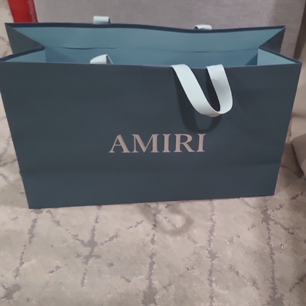 AMIRI Teal Shopping Bag with White Handles